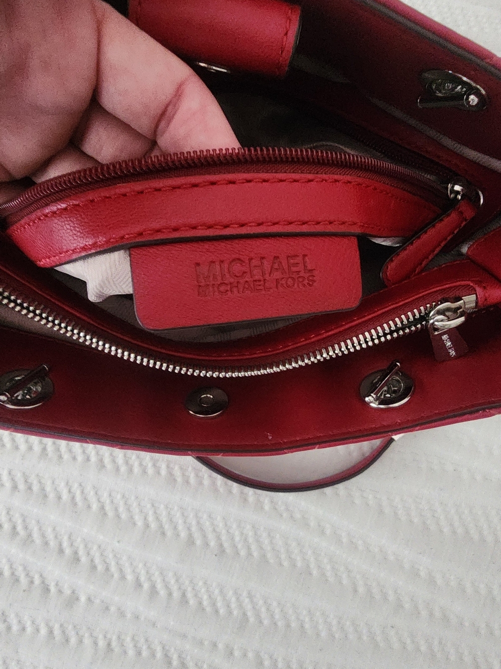 Michael Kors Quilted Red Shoulder Tote - Picture 6 of 6